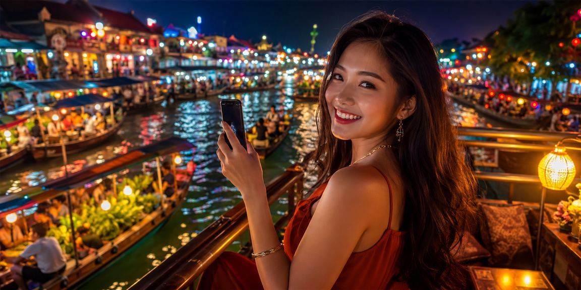 Người dùng tại Hà Nội trải nghiệm casino trực tuyến trên điện thoại tại chợ đêm