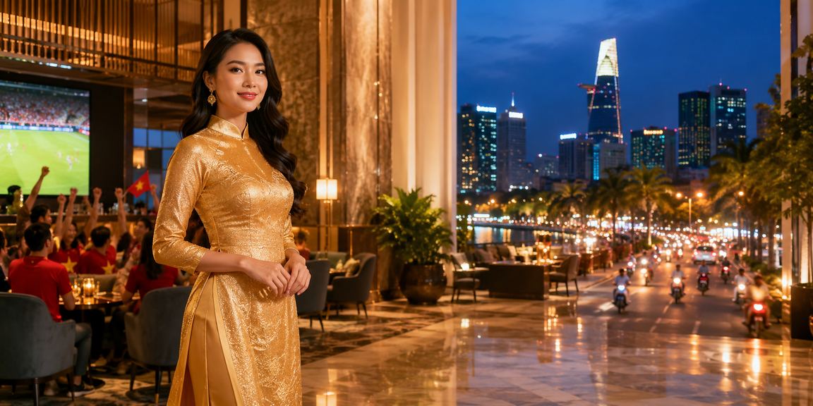 Người chơi casino mặc áo dài tại Thành phố Hồ Chí Minh buổi tối